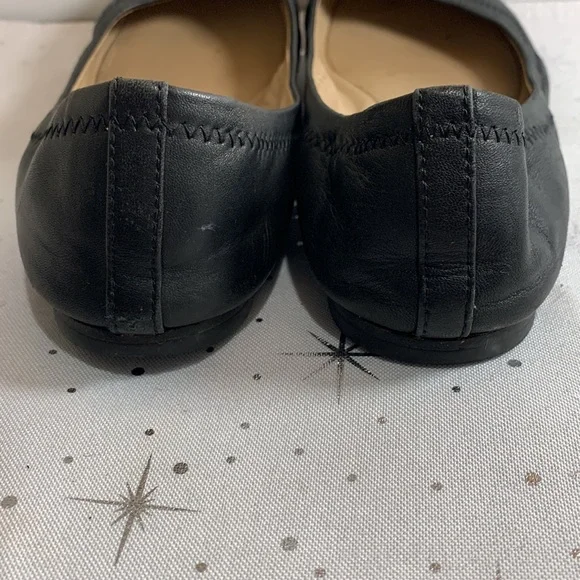 Tory Burch Black Flats with Silver sparkle logo design - Picture 5 of 9